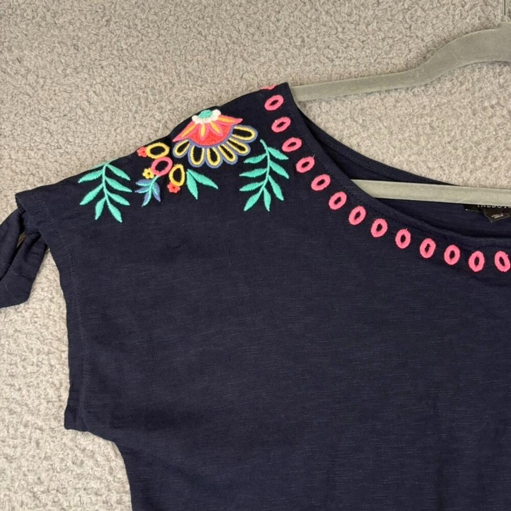 Talbot Embroidered Shift Dress Nantucket Slub Sz M Coastal Natural Cotton 2022 - Picture 4 of 11